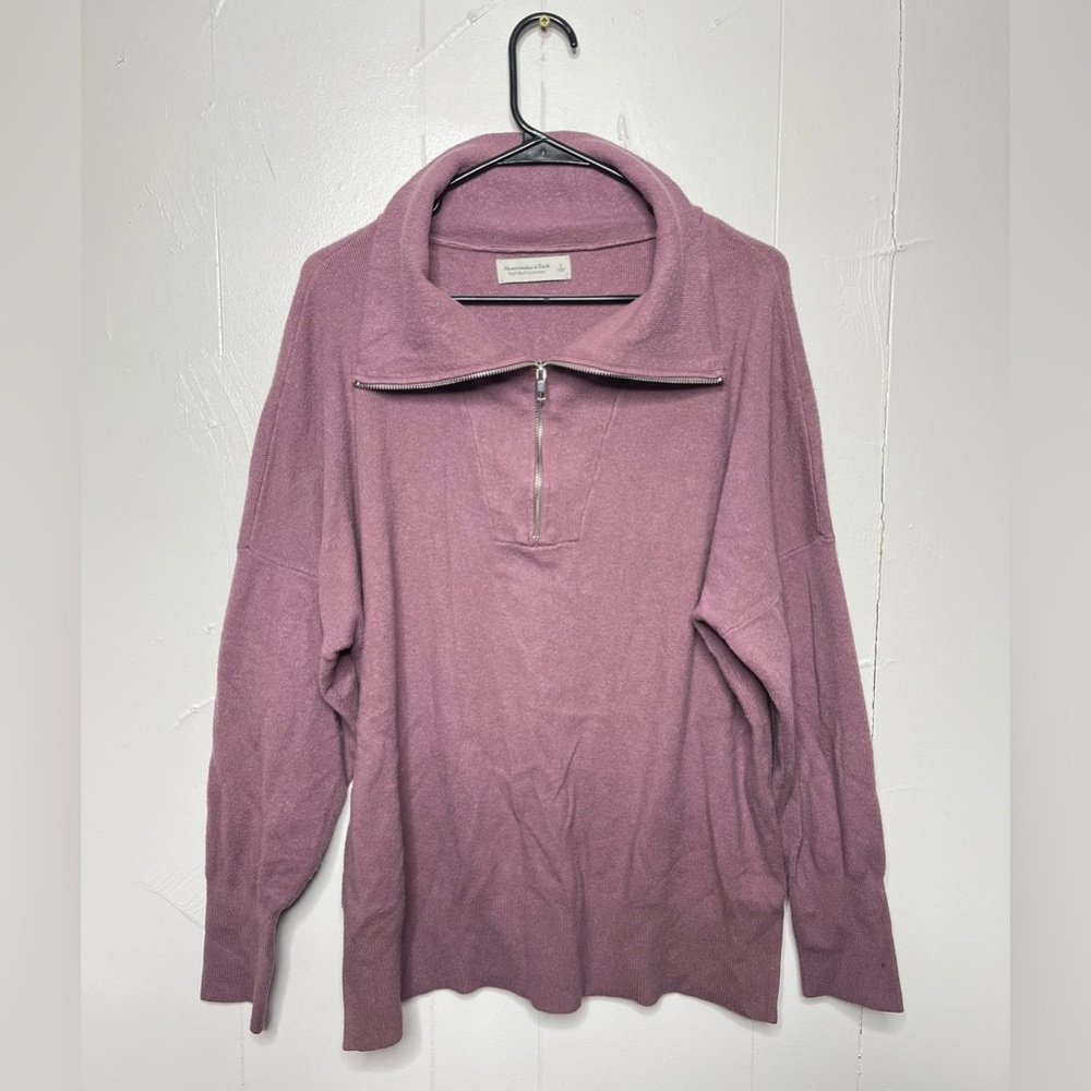 Abercrombie & fitch Woman’s Sweater Sz L Knit Turtleneck Pullover Half Zip Pink